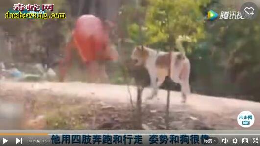 15岁男孩被遗弃与狗长大 走路四肢着地像狗行走!