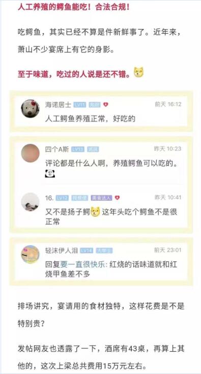 杭州农村酒席惊现鳄鱼看呆网友!