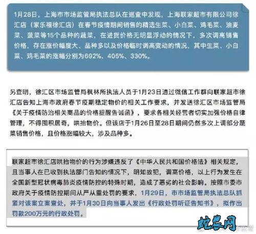 非常时期菜价上涨遭罚款!