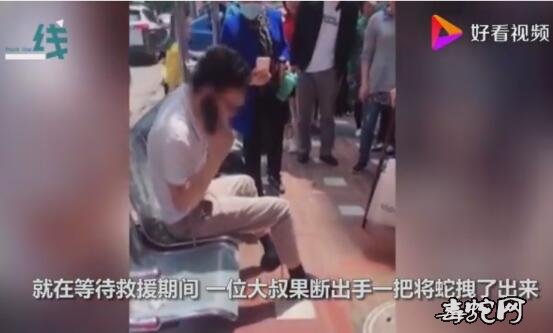 男子路边休息一条蛇突然钻进裤腿！