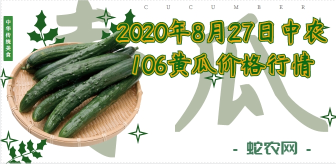 2020年8月27日中农106黄瓜价格行情、今日中农黄瓜多少钱一斤？