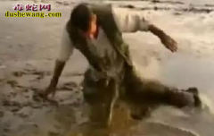 搞笑：捕蛇高手竟然被巨蟒咬住命根子，...