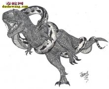 【泰坦蟒吃霸王龙图片】